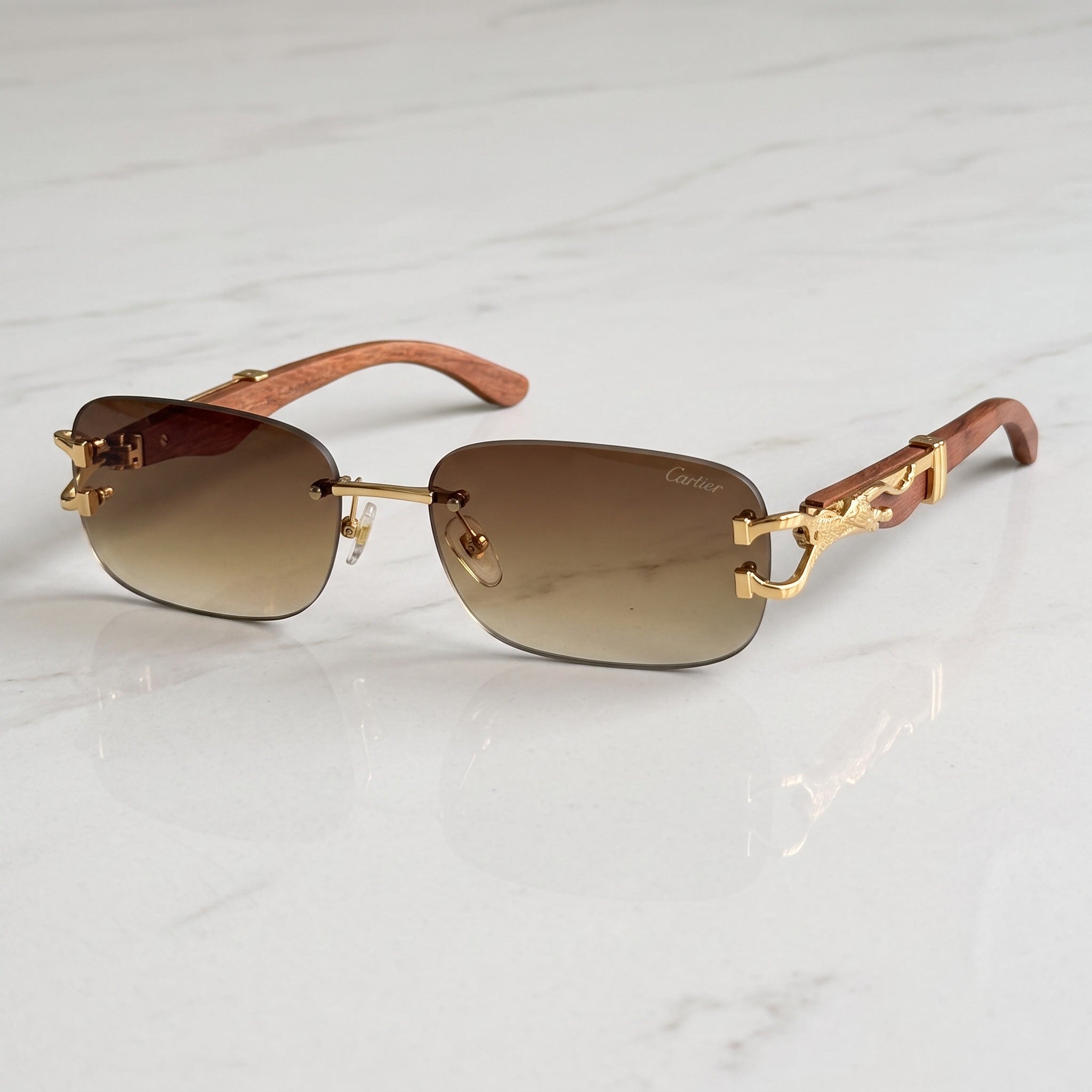Panther Glasses, brown gradient lenses, Cartier eyewear